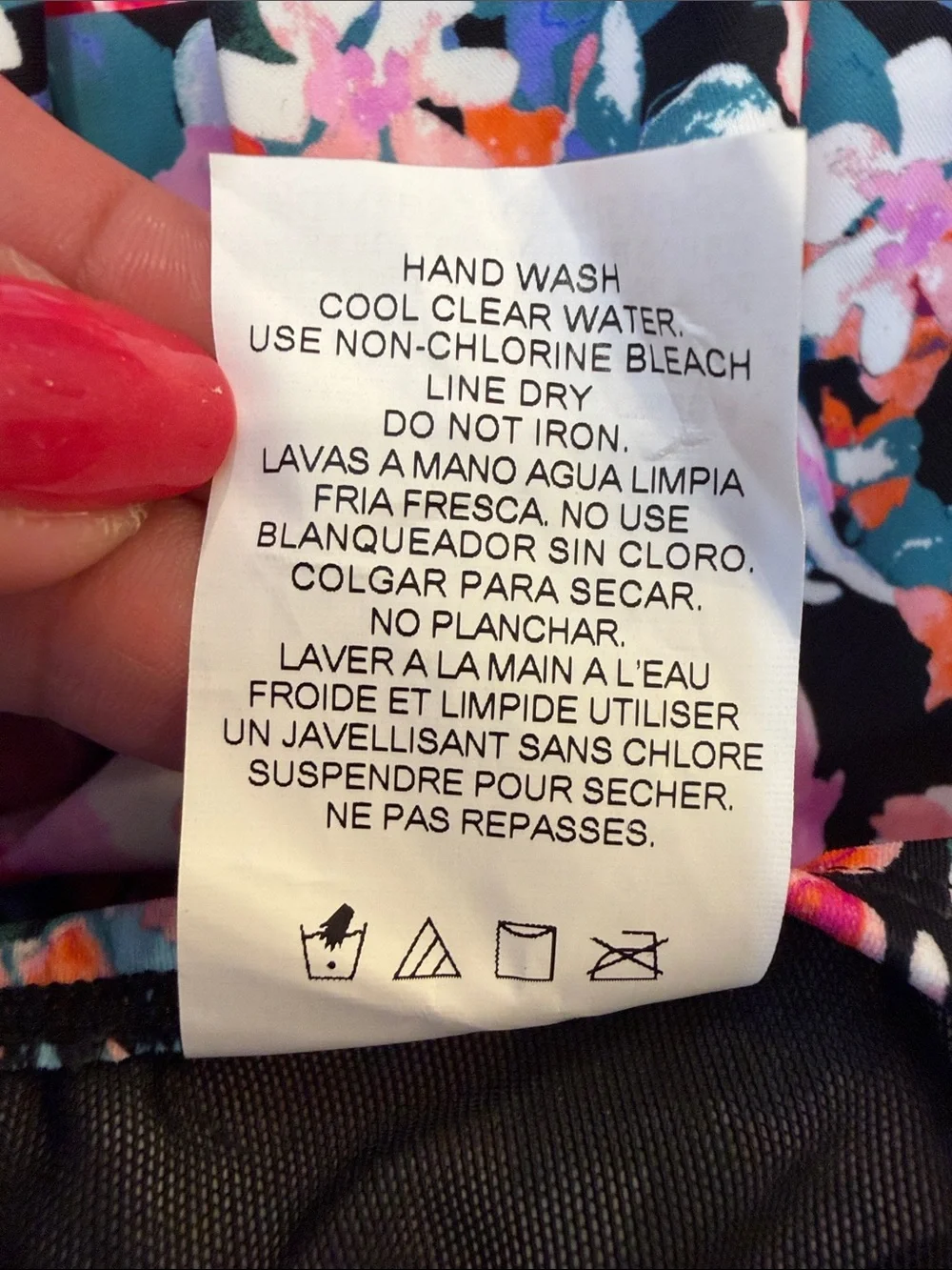 Swim Solutions Floral Tankini Top Black, Pink, Blue & Orange Blooms Size 8 NEW - Picture 6 of 6